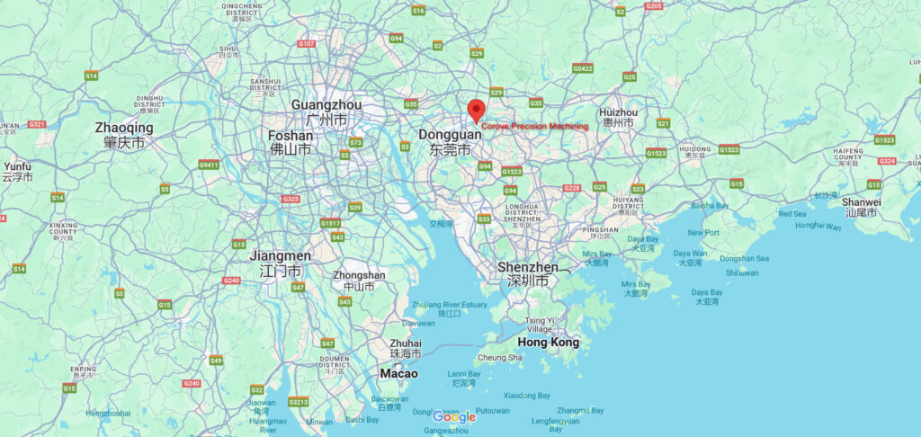 Map showing Corove Precision Machining's location